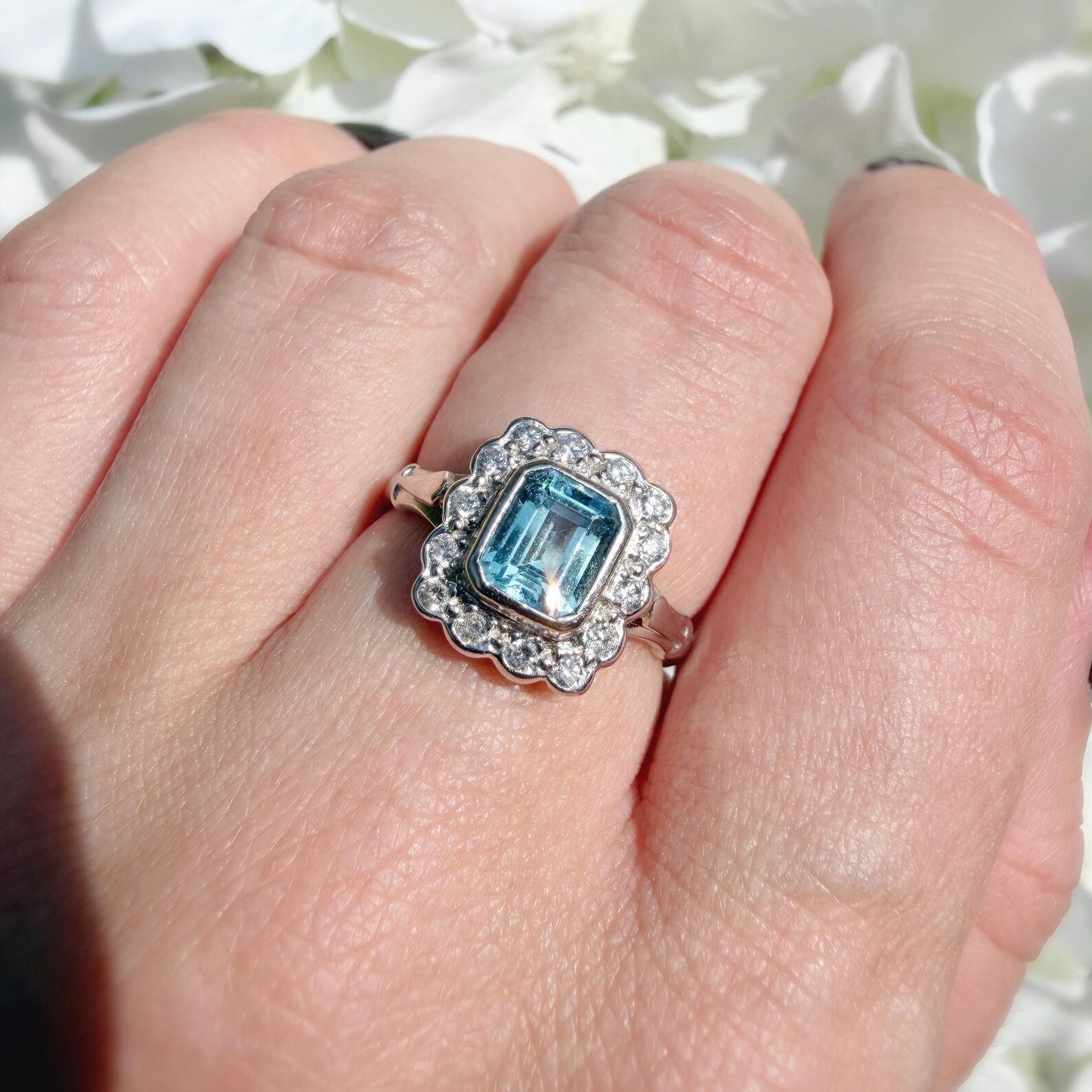 Magdalene Diamond & Aquamarine Ring