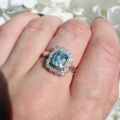 Magdalene Diamond & Aquamarine Ring