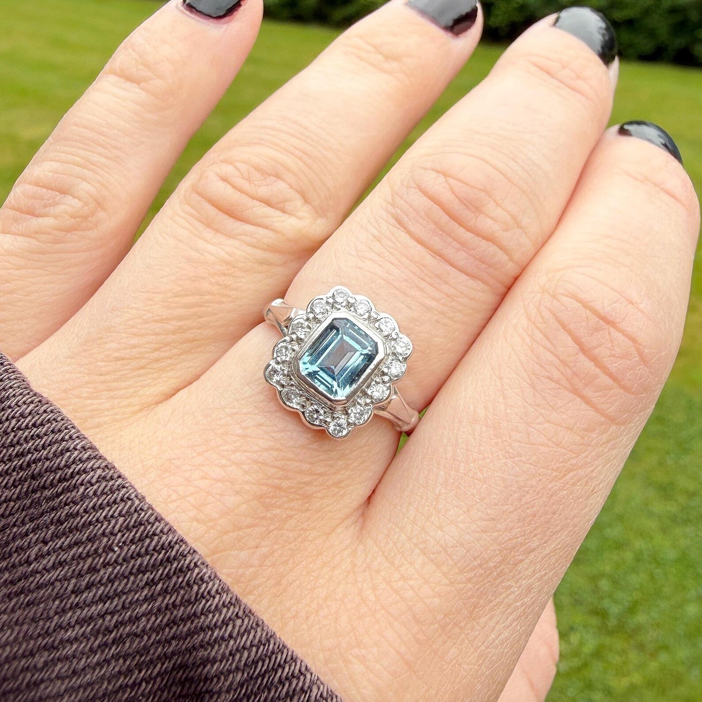 Magdalene Diamond & Aquamarine Ring