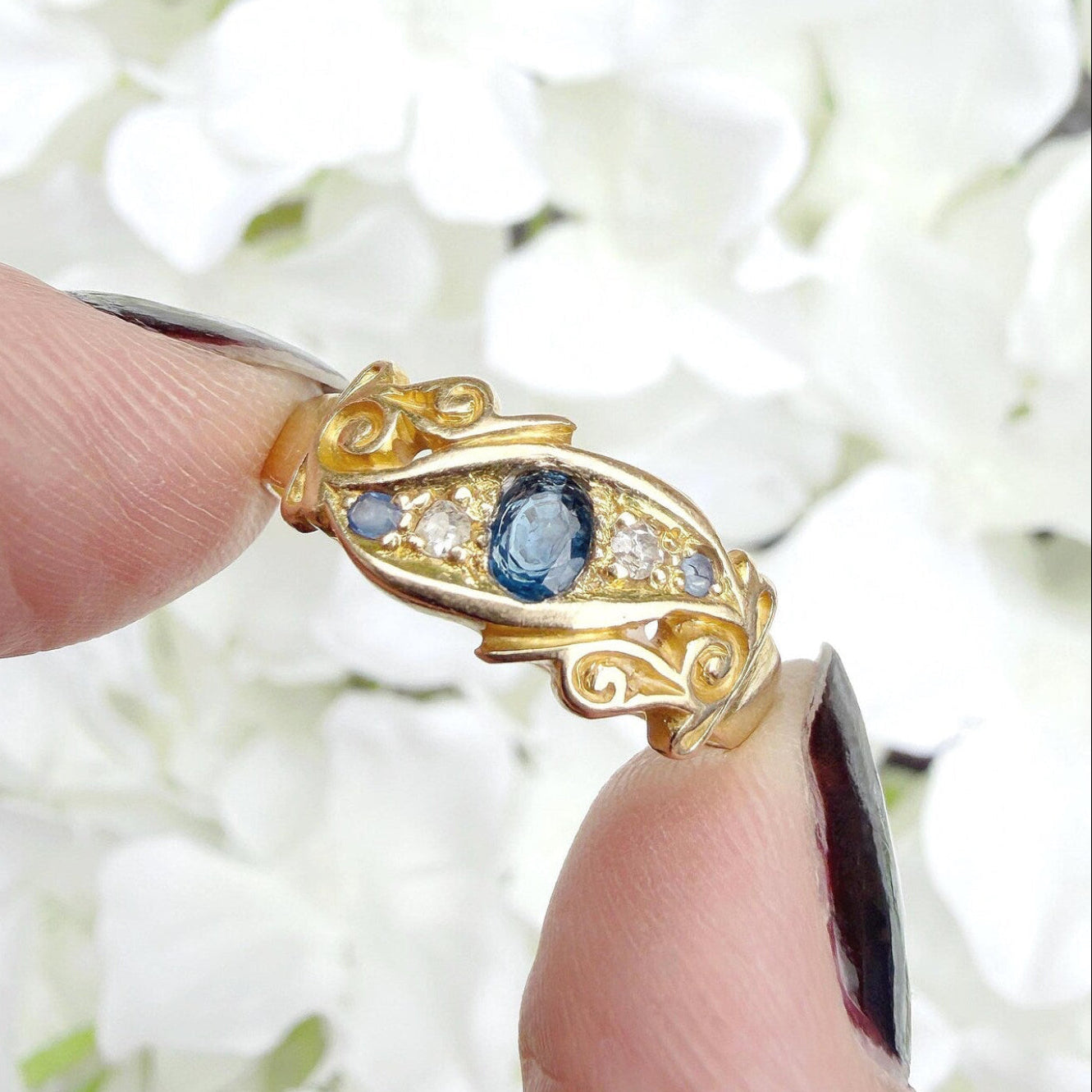 Elsie 18k Edwardian Sapphire & Diamond Ring