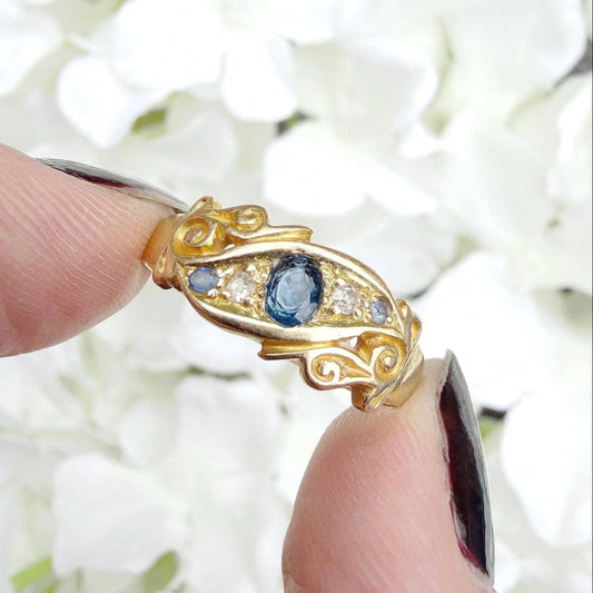 Elsie 18k Edwardian Sapphire & Diamond Ring