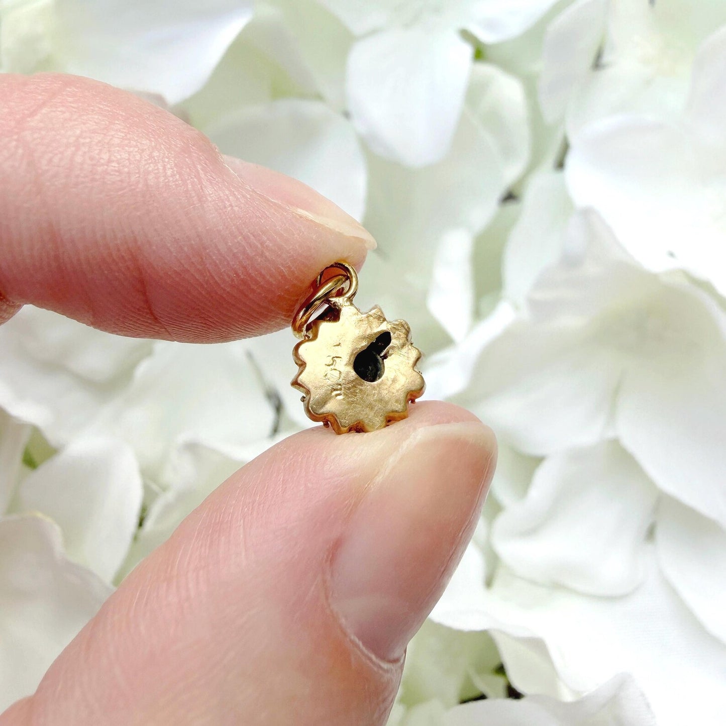 Theodora Antique 18k Gold Opal Flower Charm Pendant