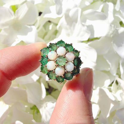 Jemima 9k Vintage Opal and Emerald Ring