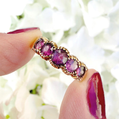 Audrey 9k Vintage Amethyst Five Stone Ring