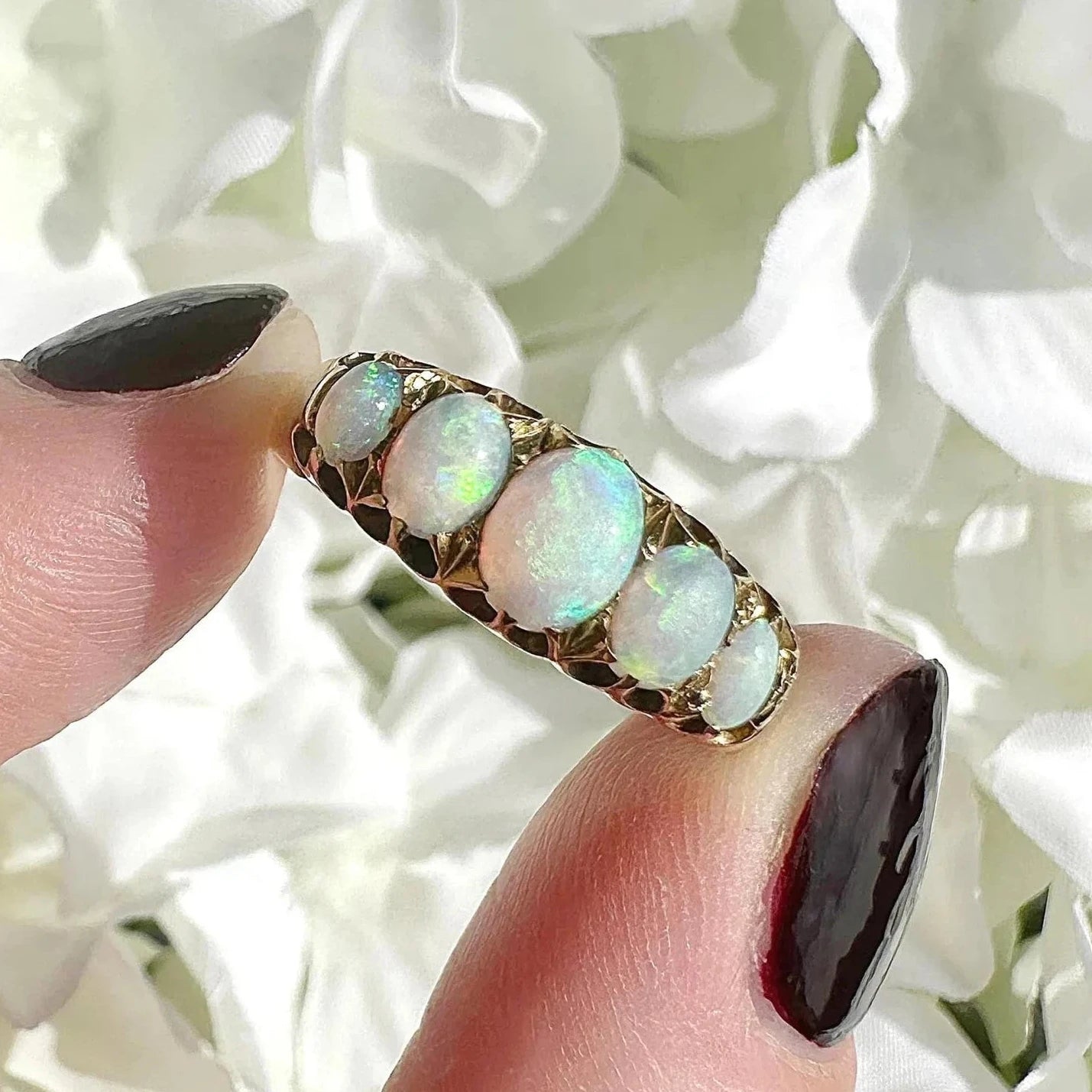 Tabitha 18k Gold Edwardian Five Stone Opal Ring