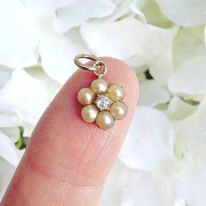 Winnie 9ct Victorian Diamond and Pearl Pendant