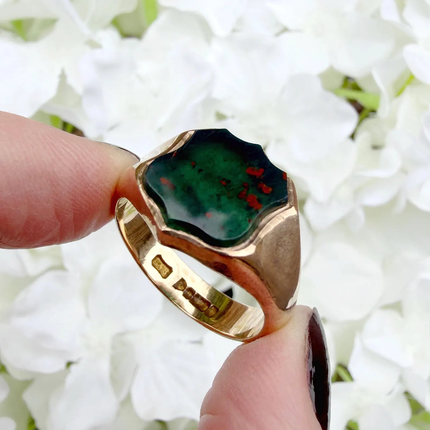 Ellis 9k Heavy Bloodstone Signet Ring Mens