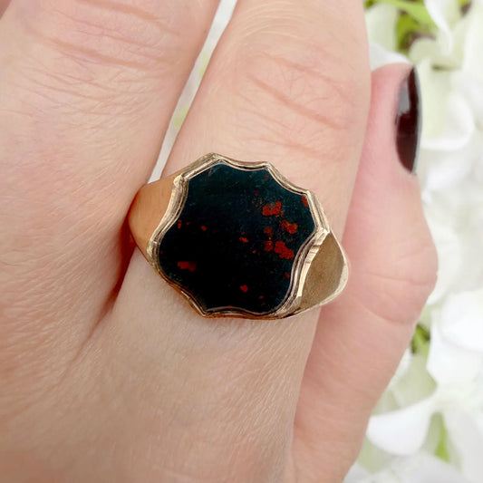 Ellis 9k Heavy Bloodstone Signet Ring Mens
