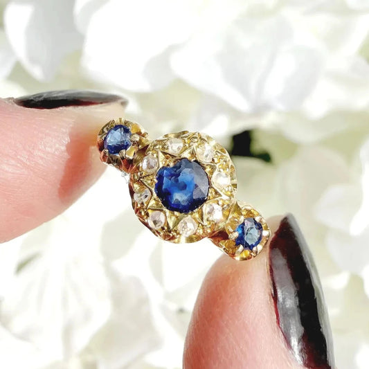 Lyssa 18k Edwardian Sapphire and Diamond Trilogy Ring