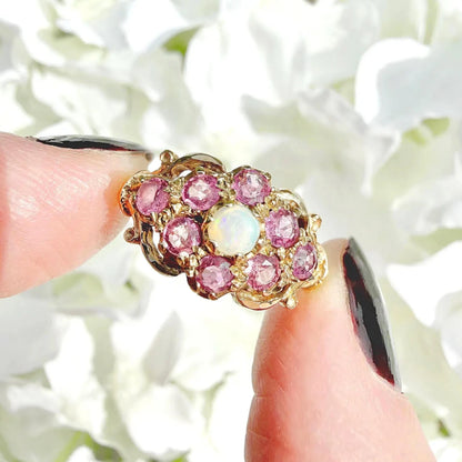 Ira Vintage 9k Pink Sapphire and Opal Ring
