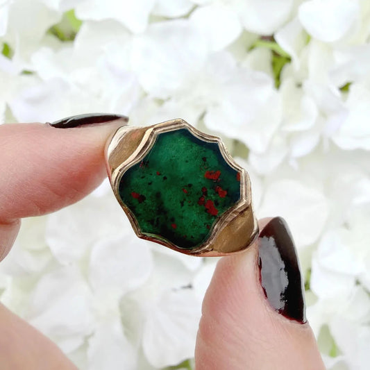 Ellis 9k Heavy Bloodstone Signet Ring Mens