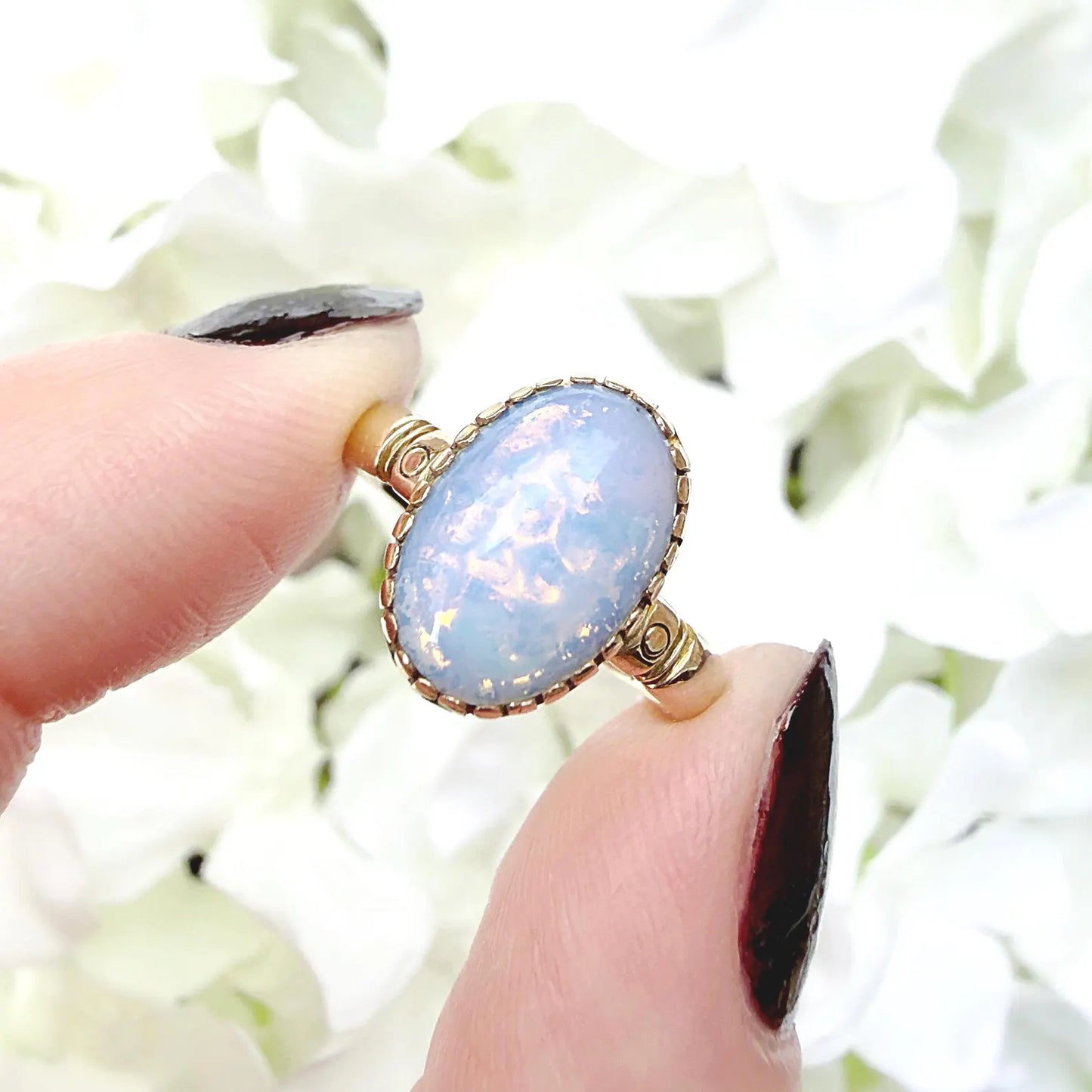 Hattie 9k Victorian Antique Opaline Ring
