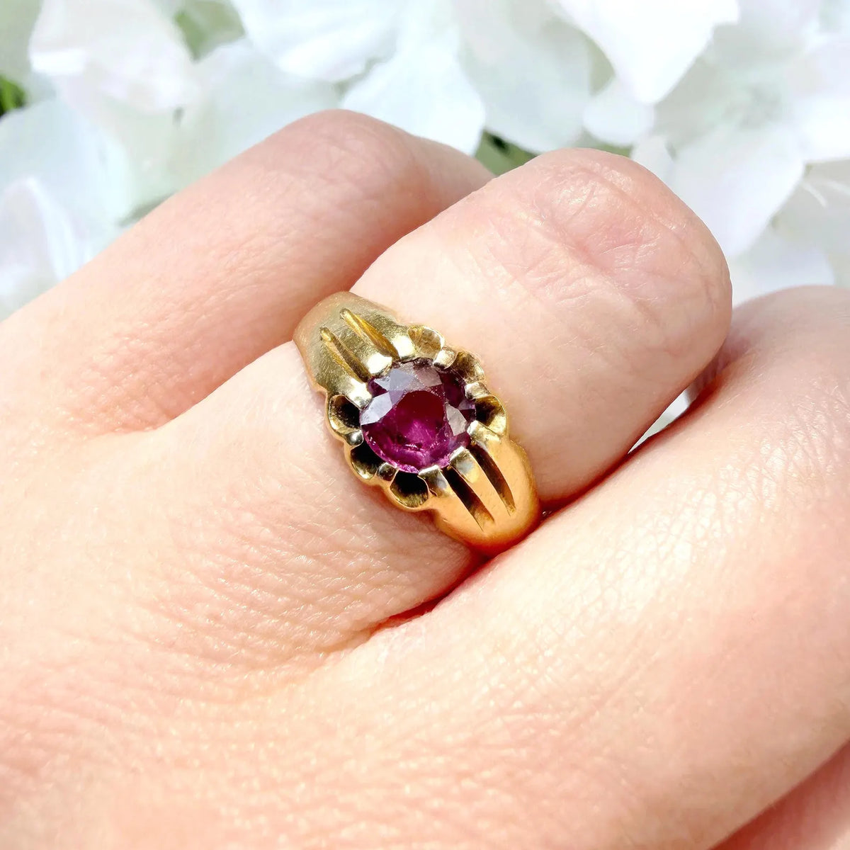 Adaire 18k Victorian Scottish Ruby Belcher Ring