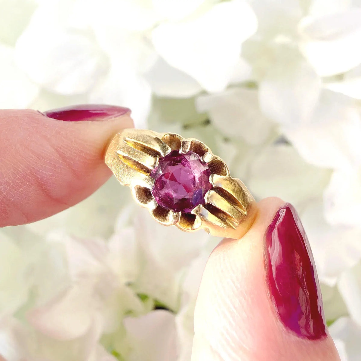 Adaire 18k Victorian Scottish Ruby Belcher Ring