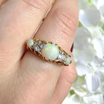 Sophia 18k Victorian Opal and Diamond Ring
