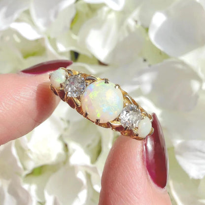 Sophia 18k Victorian Opal and Diamond Ring