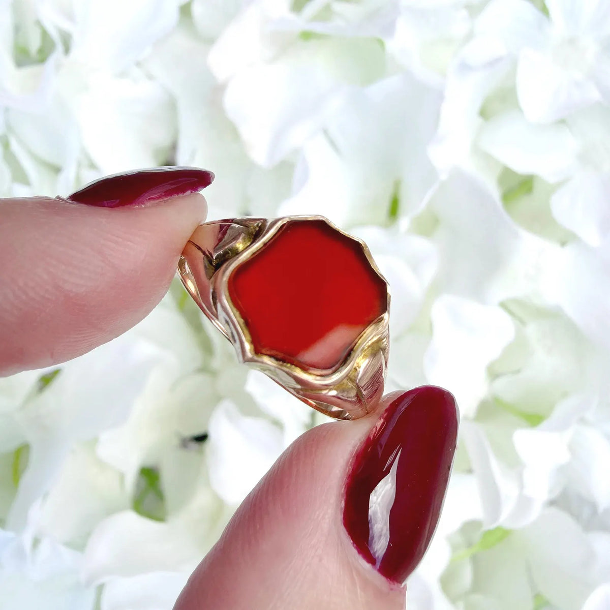 Esther 9k Edwardian Rose Gold Shield Signet Ring