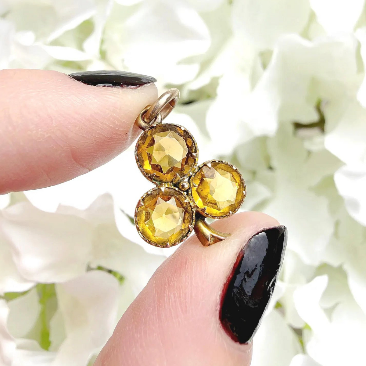 Clarence 9k Victorian Citrine Trefoil Pendant Charm