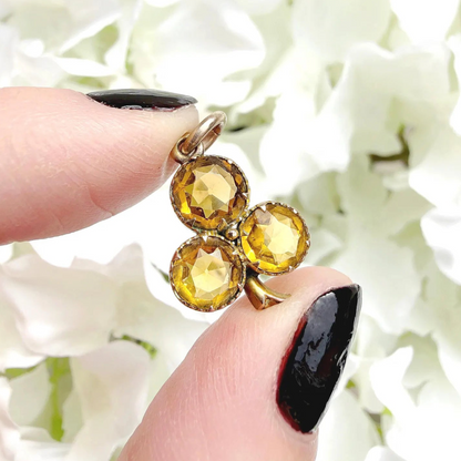 Clarence 9k Victorian Citrine Trefoil Pendant Charm