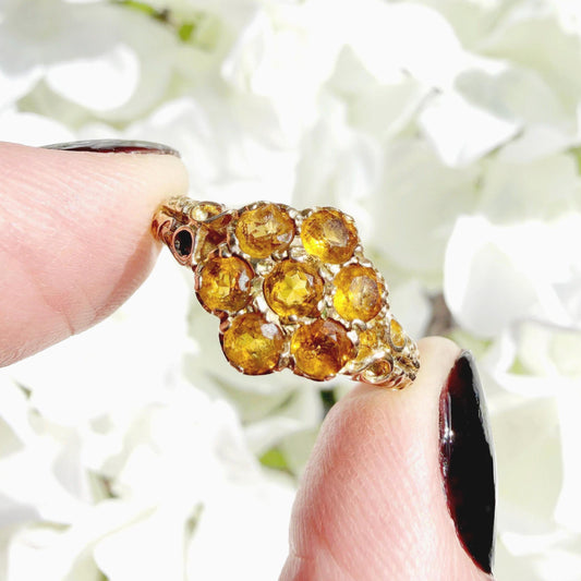 Eliza 9k Citrine Flower Cluster Ring