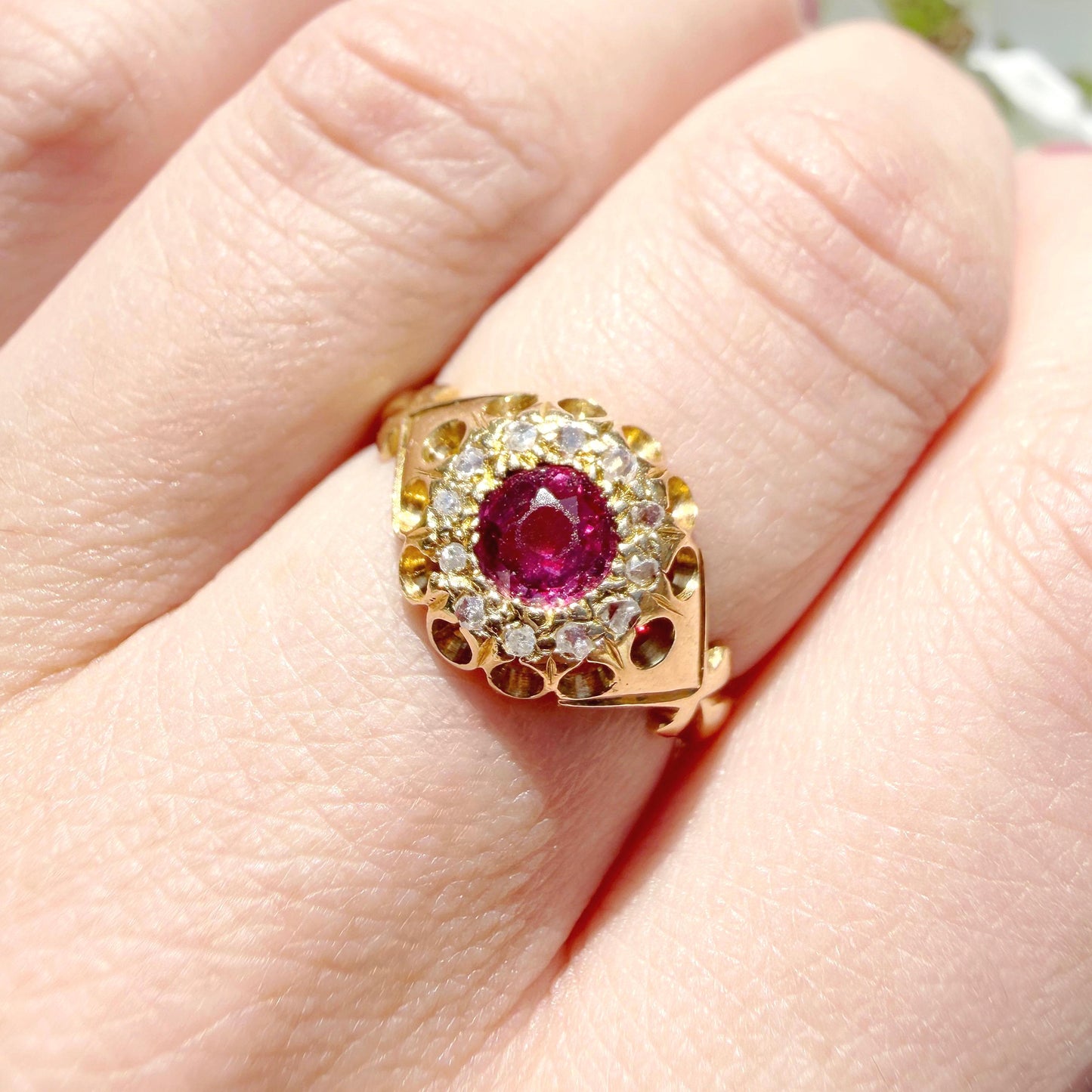 Lucine Victorian 18k Ruby & Old Cut Diamond Ring