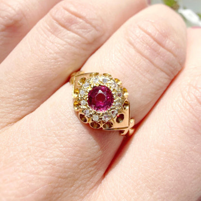 Lucine Victorian 18k Ruby & Old Cut Diamond Ring
