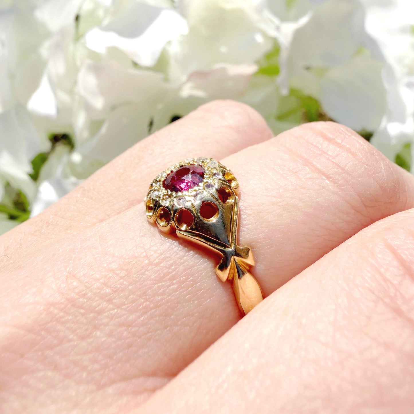 Lucine Victorian 18k Ruby & Old Cut Diamond Ring