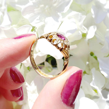 Lucine Victorian 18k Ruby & Old Cut Diamond Ring