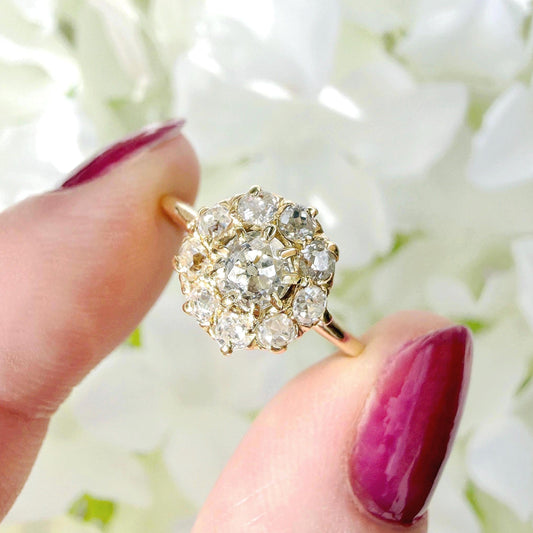 Celine 18k Old Mine Cut Diamond Victorian Engagement Ring
