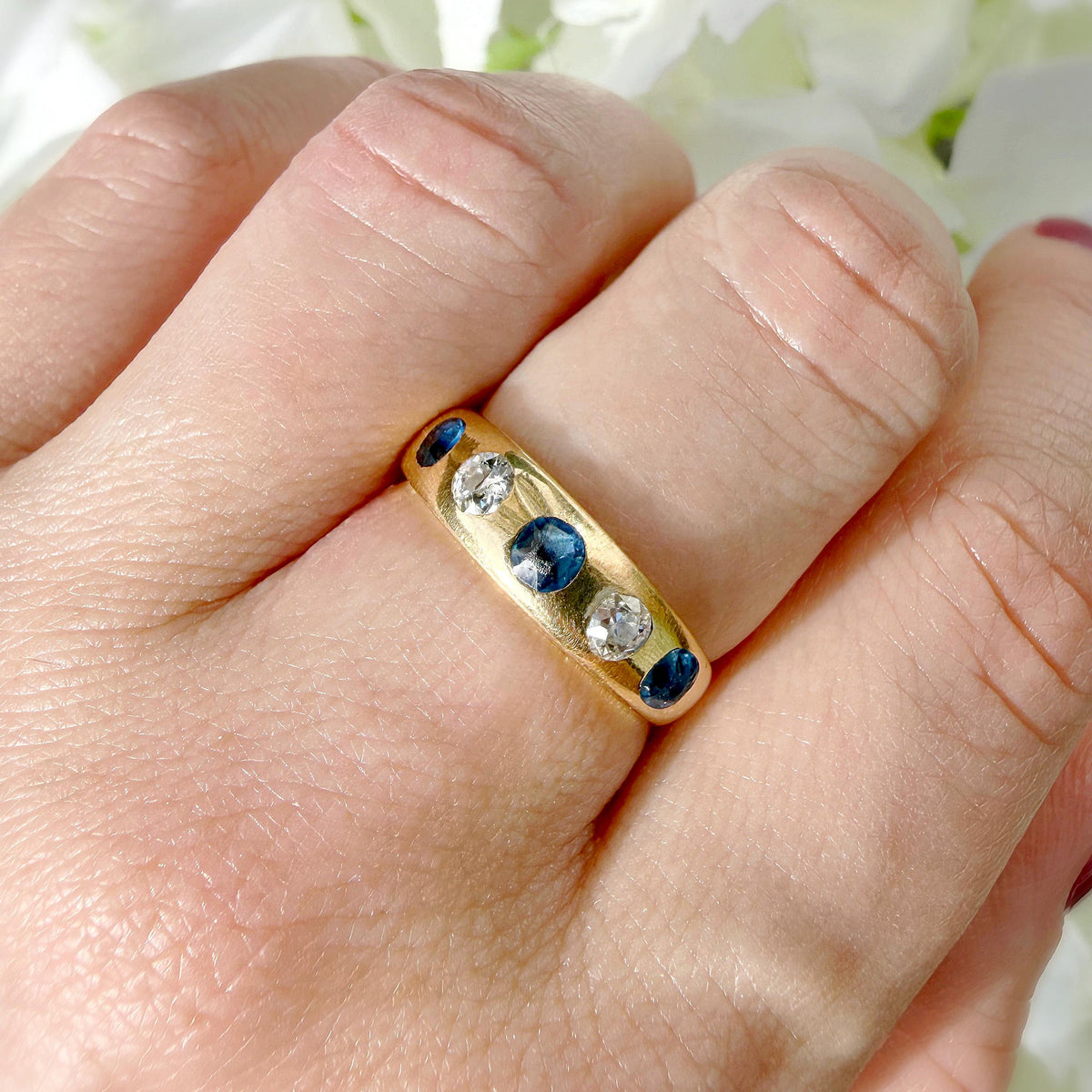 Constance 18k Victorian Sapphire and Diamond Band Ring