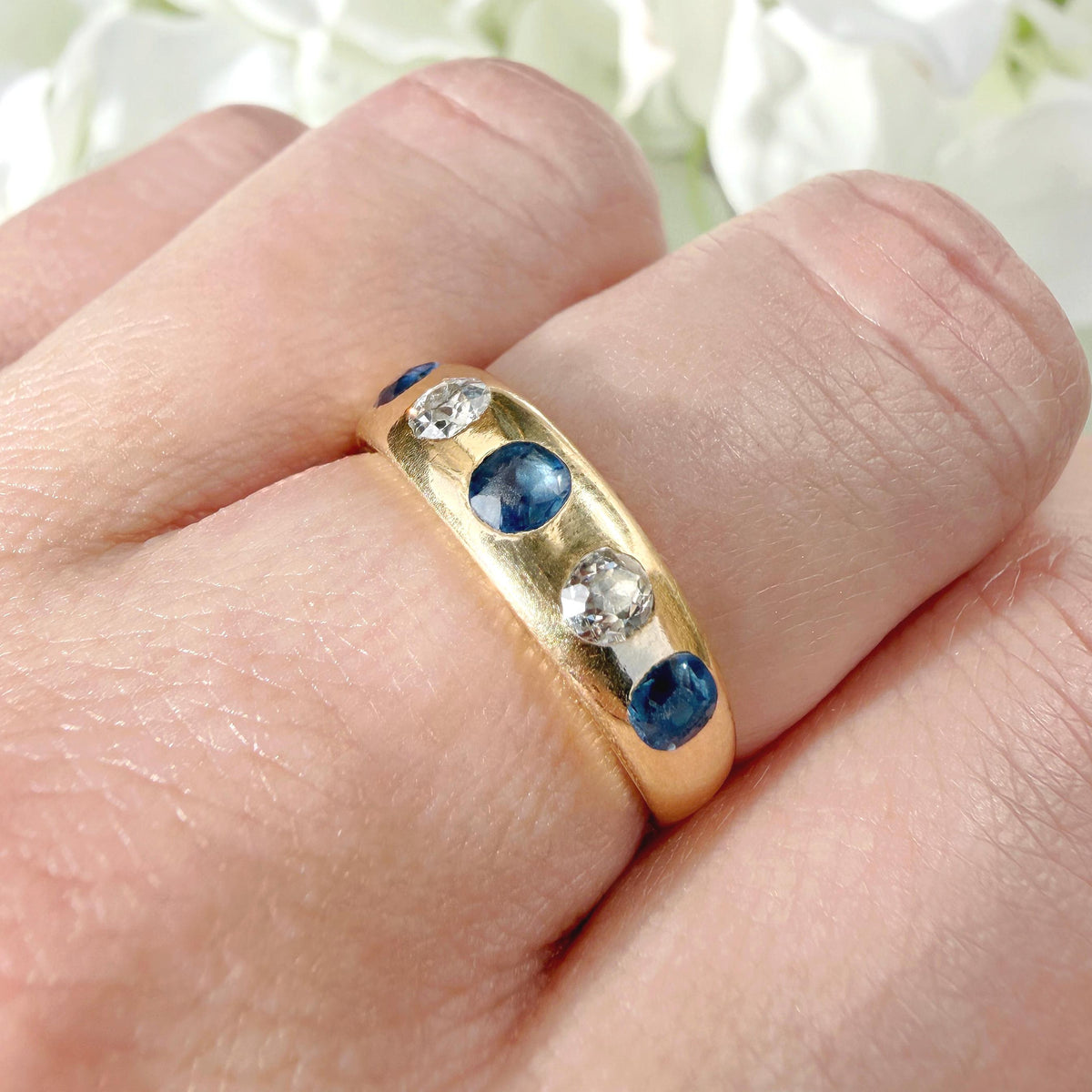 Constance 18k Victorian Sapphire and Diamond Band Ring
