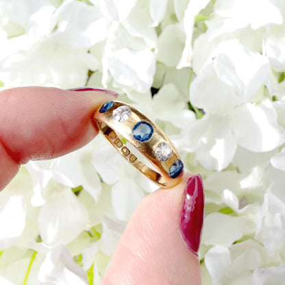 Constance 18k Victorian Sapphire and Diamond Band Ring