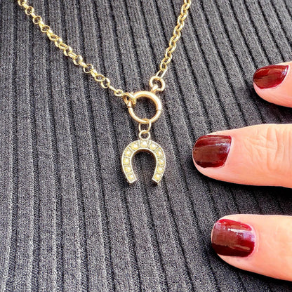 Calliope Seed Pearl Antique Horseshoe Pendant