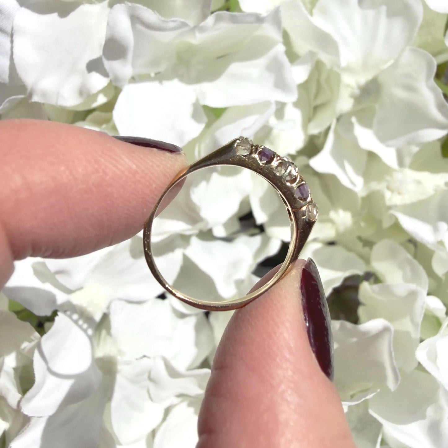 Euphemia 18k Antique Amethyst and Diamond Ring