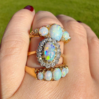 Isolde 18ct Opal and Diamond Trilogy Ring
