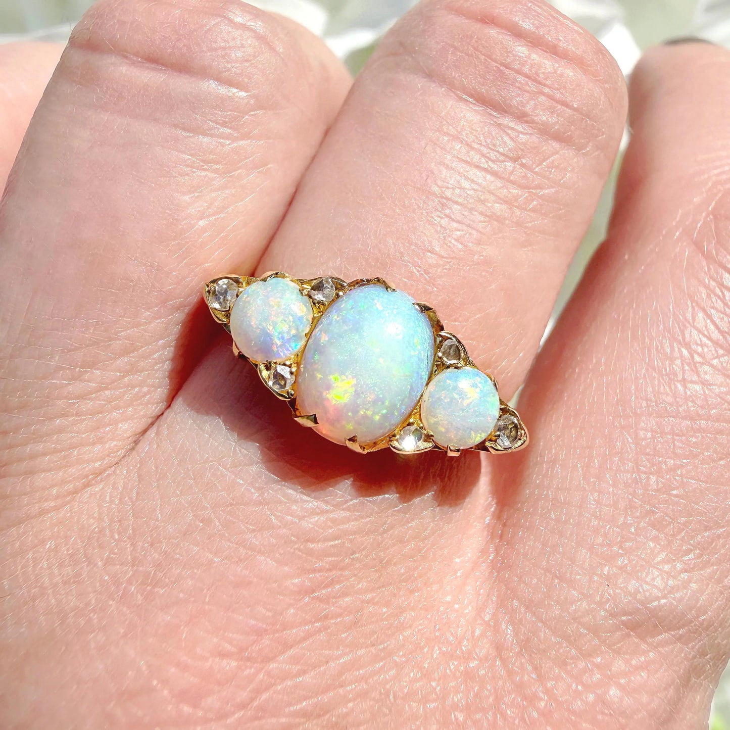 Isolde 18ct Opal and Diamond Trilogy Ring