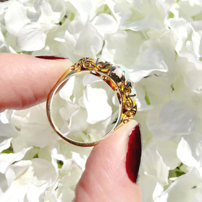 Isolde 18ct Opal and Diamond Trilogy Ring