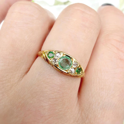 Orla Victorian 18k Emerald and Diamond Star Ring