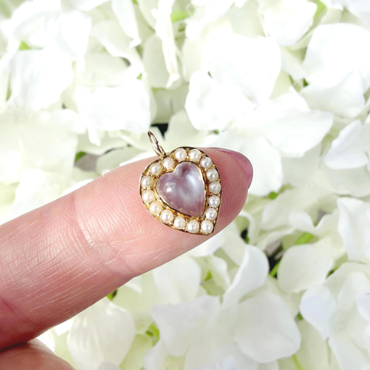 Blair 14k Converted Moonstone & Pearl Heart Pendant