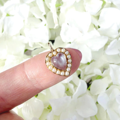 Blair 14k Converted Moonstone & Pearl Heart Pendant