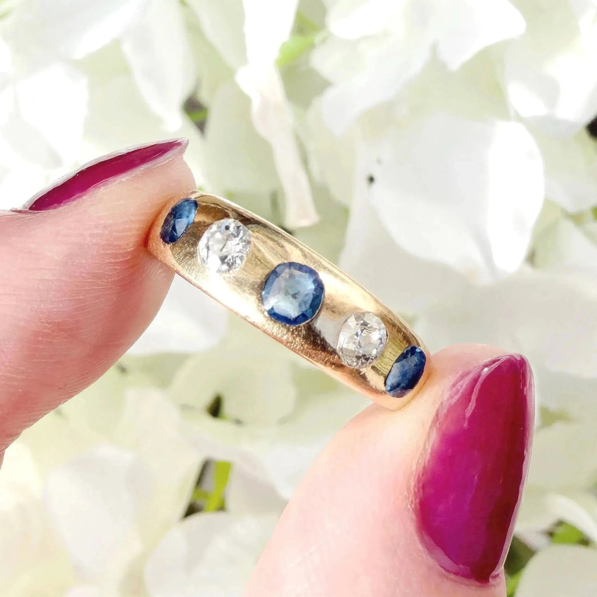 Constance 18k Victorian Sapphire and Diamond Band Ring