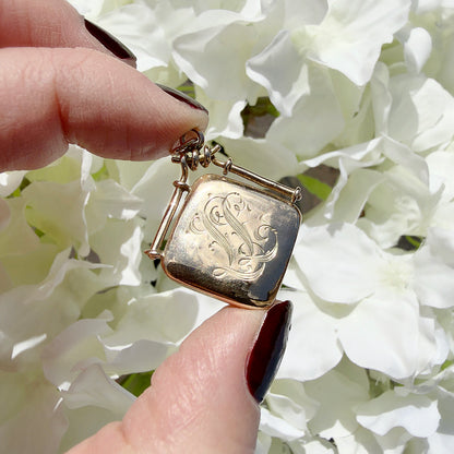victorian 10k gold square locket pendant