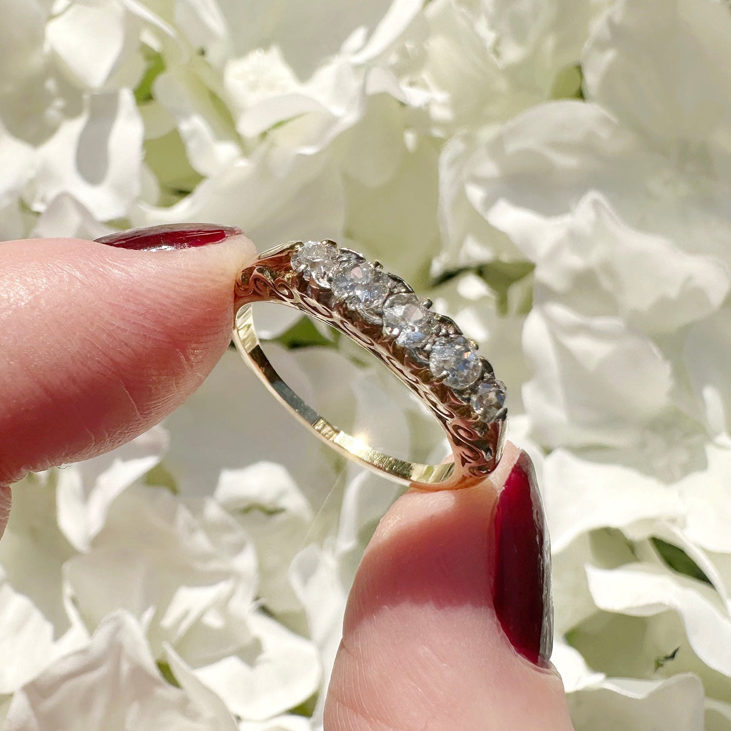 old cut diamond wedding band 18ct gold