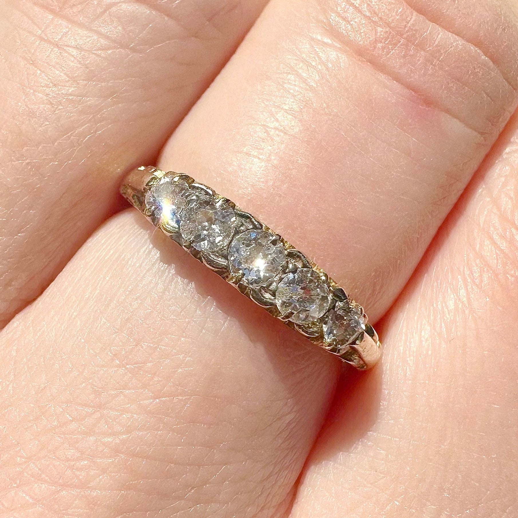 old cut diamond wedding band 18ct gold