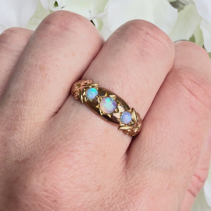 Lettie 9k Edwardian Opal Starburst Ring