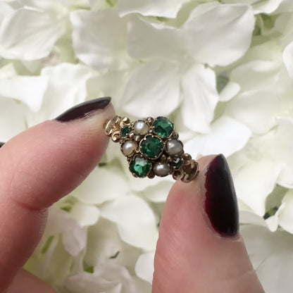 Agathe 12ct Gold Victorian Cluster Ring Antique