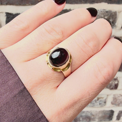 Emmaline 15k Rare Victorian Carbuncle Garnet Ring