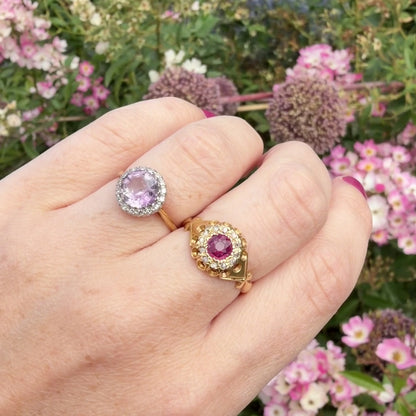 Annie 18k Vintage Amethyst Diamond Halo Ring