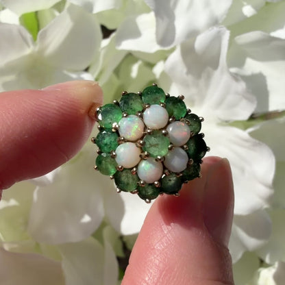 Jemima 9k Vintage Opal and Emerald Ring