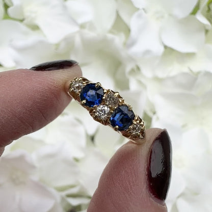 Delphine 18k Victorian Sapphire and Diamond Ring